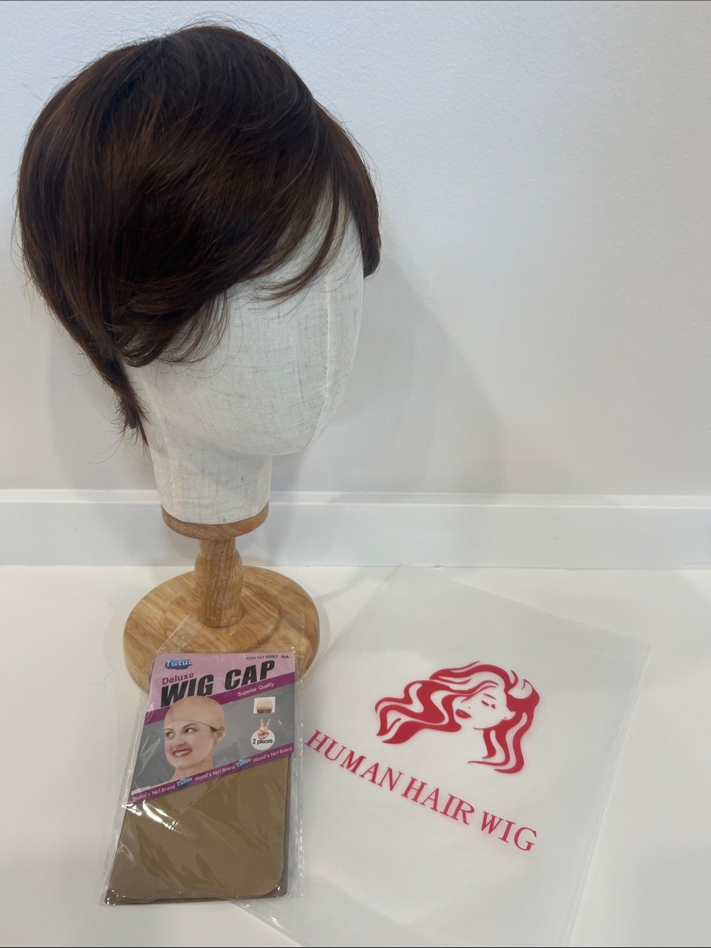 Human Hair Wig - Short Brown Layered Style